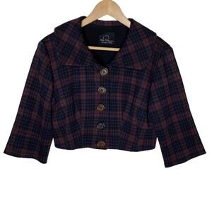 Vintage Pat Premo California Wool Crop Jacket Houndstooth Plaid Mod Midcentury